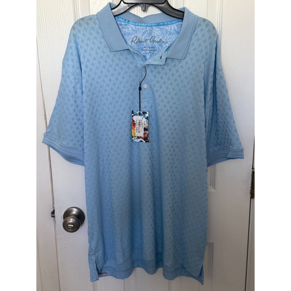 Robert Graham Polo Knit Elias Men's XL Light Blue NWT